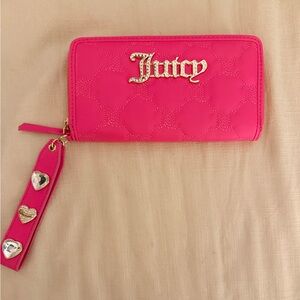 Juicy Couture Neon Pink Quilted Logo Wallet Wristlet